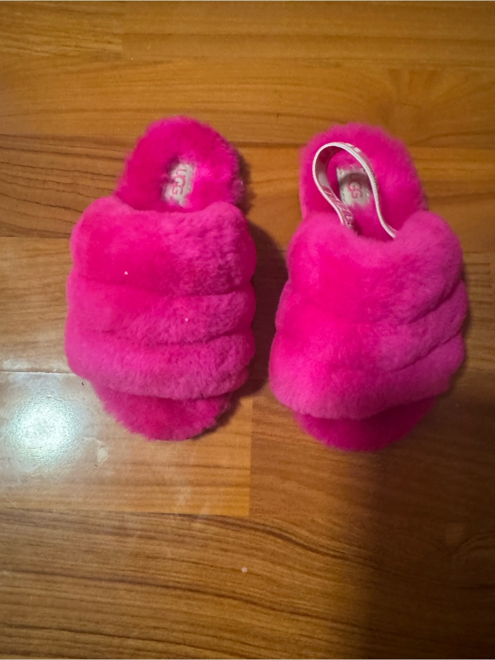 Hot Pink Fuzzy Ugg Toddler Slide Slippers Size 10